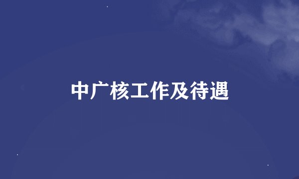 中广核工作及待遇