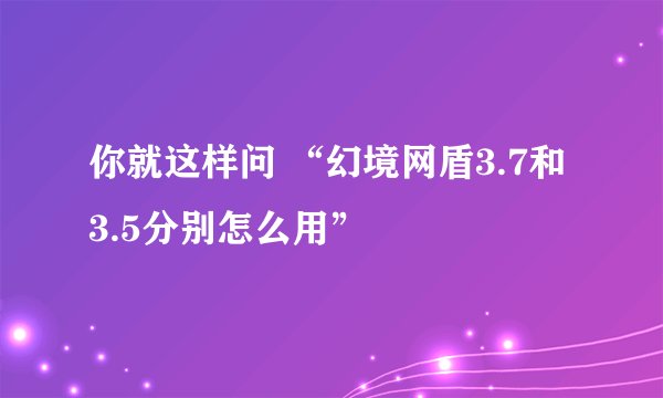 你就这样问 “幻境网盾3.7和3.5分别怎么用”