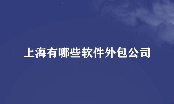 上海有哪些软件外包公司