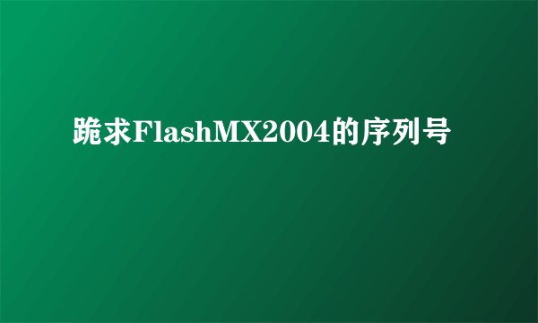跪求FlashMX2004的序列号