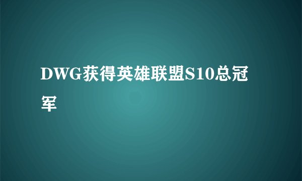 DWG获得英雄联盟S10总冠军