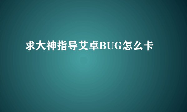 求大神指导艾卓BUG怎么卡