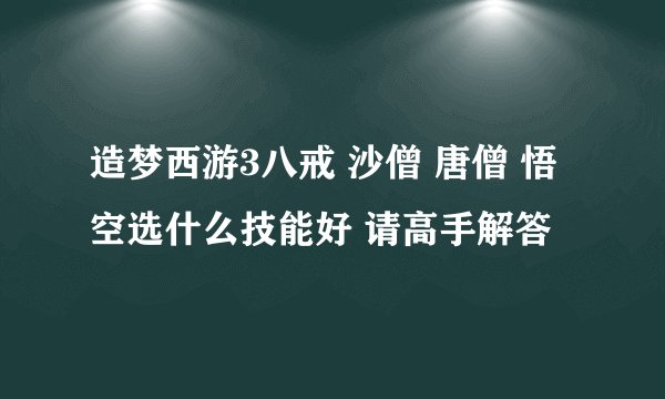 造梦西游3八戒 沙僧 唐僧 悟空选什么技能好 请高手解答