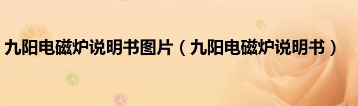 九阳电磁炉说明书图片九阳电磁炉说明书