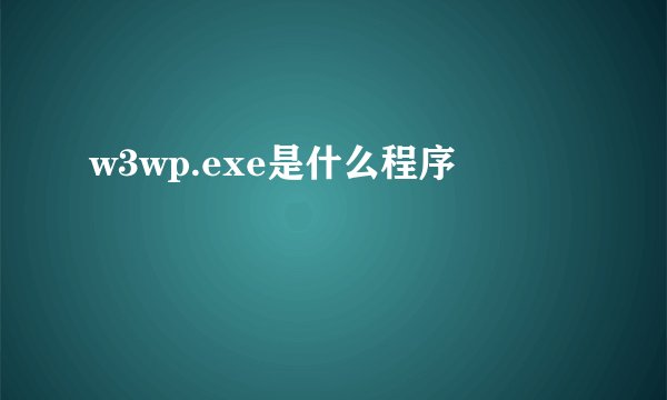 w3wp.exe是什么程序
