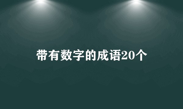 带有数字的成语20个