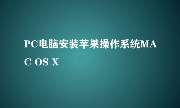 PC电脑安装苹果操作系统MAC OS X