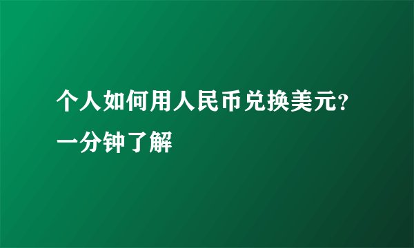 个人如何用人民币兑换美元？一分钟了解