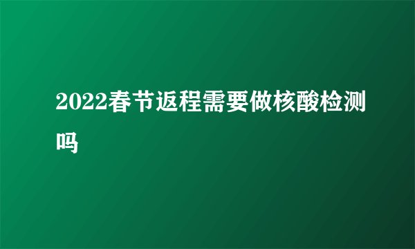 2022春节返程需要做核酸检测吗