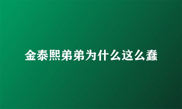 金泰熙弟弟为什么这么蠢