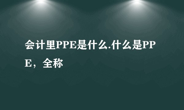 会计里PPE是什么.什么是PPE，全称
