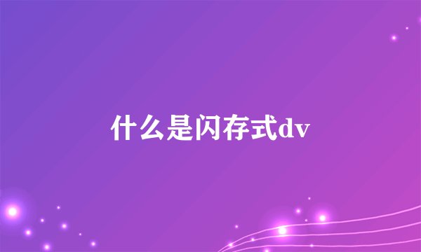 什么是闪存式dv