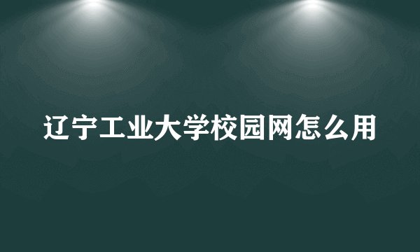 辽宁工业大学校园网怎么用