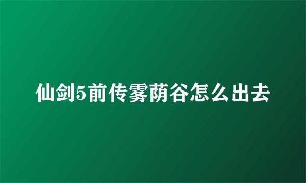仙剑5前传雾荫谷怎么出去