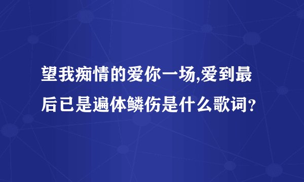 望我痴情的爱你一场,爱到最后已是遍体鳞伤是什么歌词？