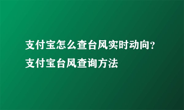 支付宝怎么查台风实时动向？支付宝台风查询方法