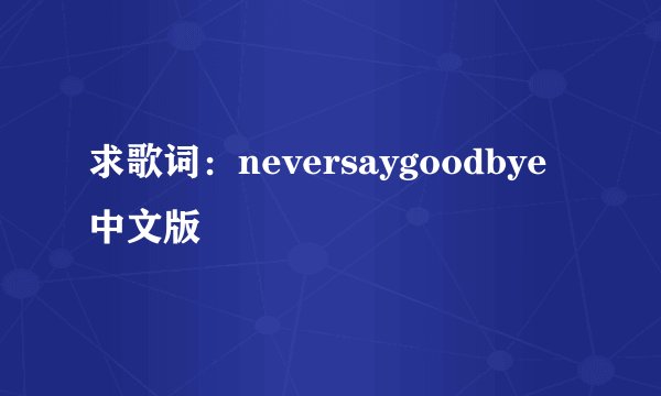 求歌词：neversaygoodbye中文版