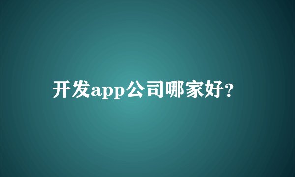 开发app公司哪家好？