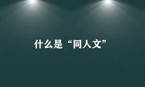 什么是“同人文”