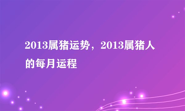 2013属猪运势，2013属猪人的每月运程