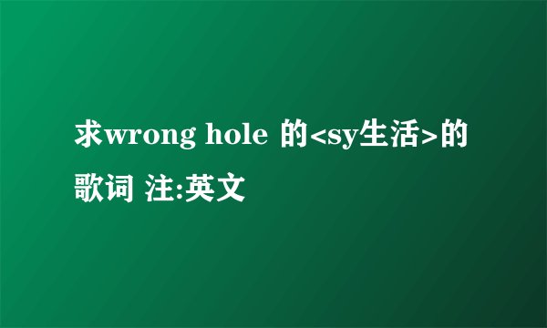 求wrong hole 的<sy生活>的歌词 注:英文