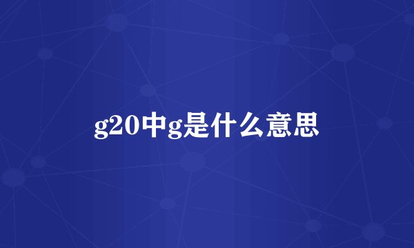 g20中g是什么意思