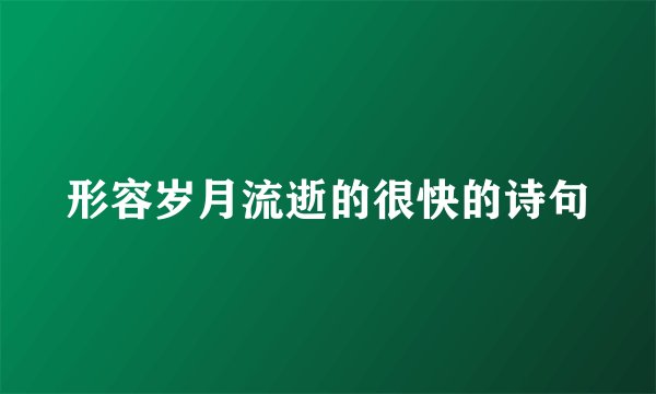 形容岁月流逝的很快的诗句