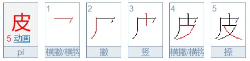皮字的笔划顺序是怎样？