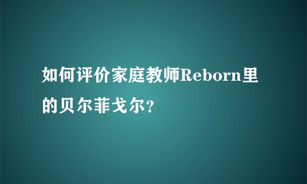 如何评价家庭教师Reborn里的贝尔菲戈尔？