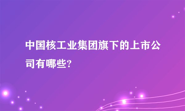 中国核工业集团旗下的上市公司有哪些?