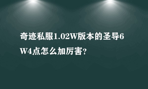 奇迹私服1.02W版本的圣导6W4点怎么加厉害？
