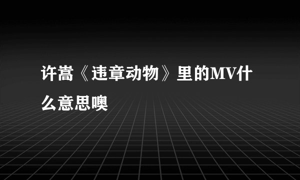 许嵩《违章动物》里的MV什么意思噢