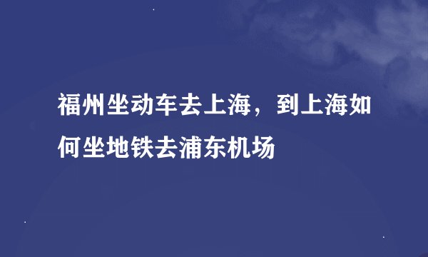 福州坐动车去上海，到上海如何坐地铁去浦东机场