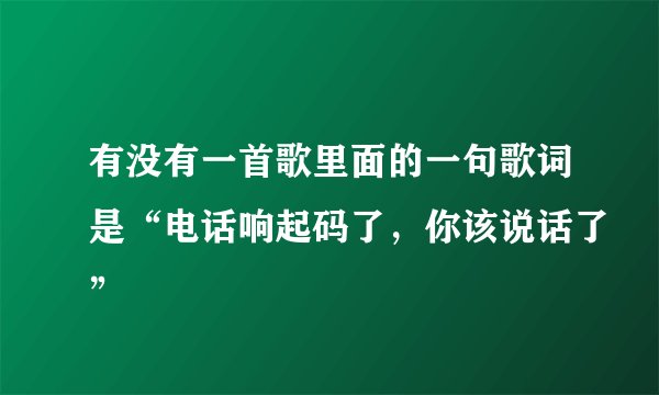 有没有一首歌里面的一句歌词是“电话响起码了，你该说话了”