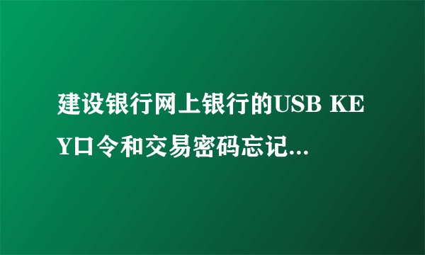 建设银行网上银行的USB KEY口令和交易密码忘记了怎么办?