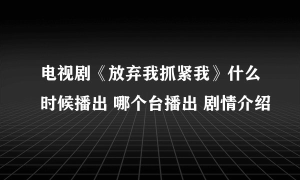 电视剧《放弃我抓紧我》什么时候播出 哪个台播出 剧情介绍