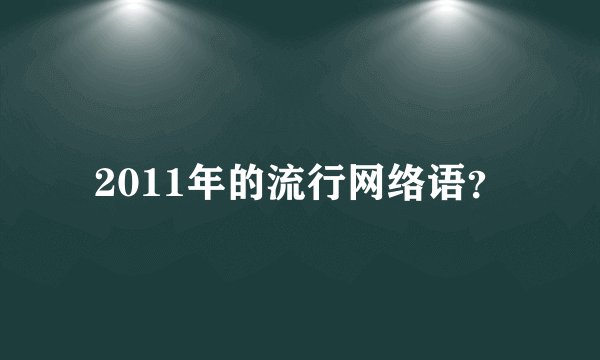 2011年的流行网络语？