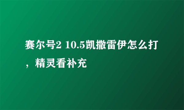 赛尔号2 10.5凯撒雷伊怎么打，精灵看补充
