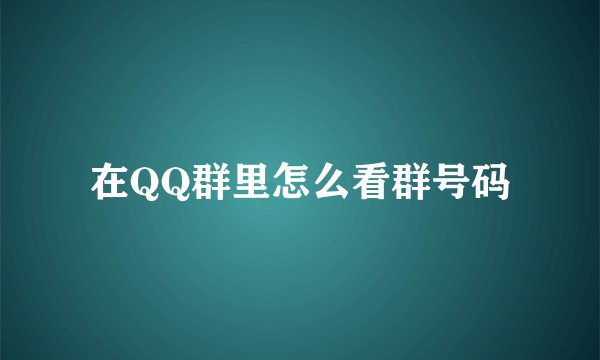 在QQ群里怎么看群号码