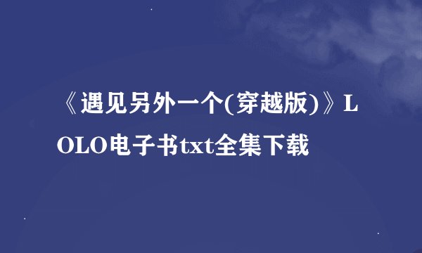 《遇见另外一个(穿越版)》LOLO电子书txt全集下载