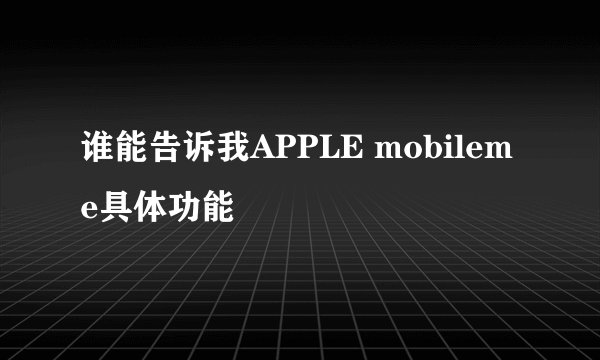 谁能告诉我APPLE mobileme具体功能