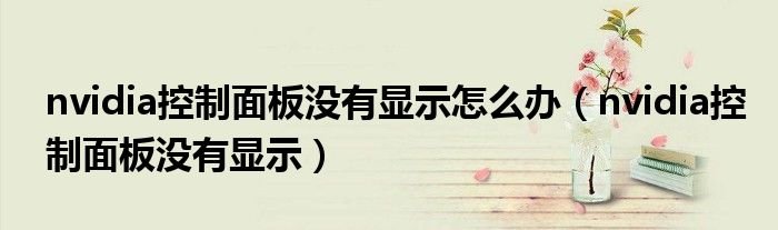 nvidia控制面板没有显示怎么办nvidia控制面板没有显示