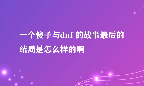 一个傻子与dnf 的故事最后的结局是怎么样的啊