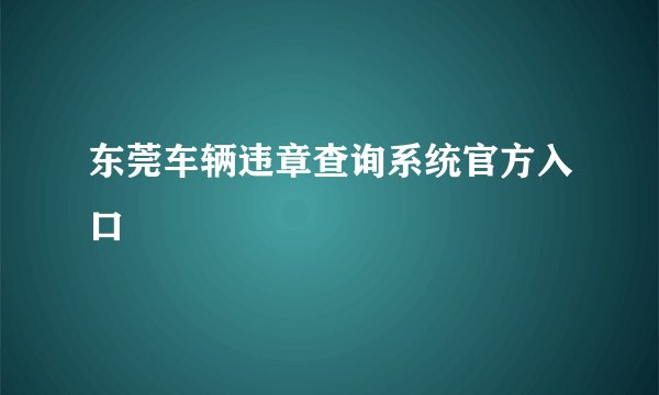 东莞车辆违章查询系统官方入口