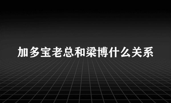 加多宝老总和梁博什么关系