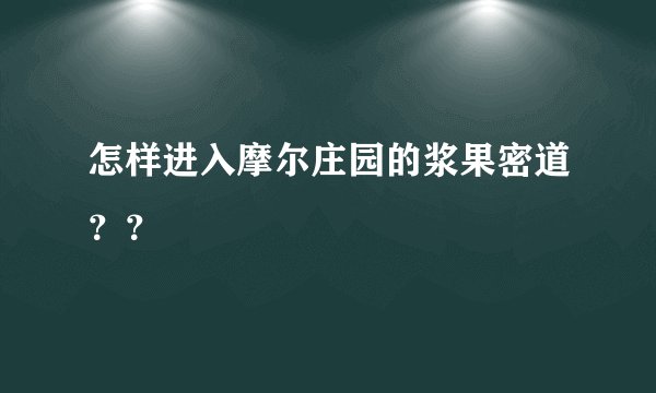 怎样进入摩尔庄园的浆果密道？？