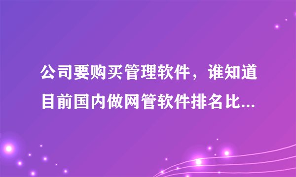 公司要购买管理软件，谁知道目前国内做网管软件排名比较好的公司有哪几家？