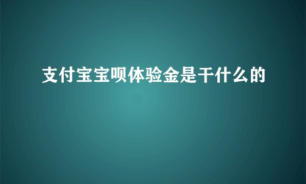 支付宝宝呗体验金是干什么的