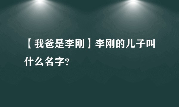 【我爸是李刚】李刚的儿子叫什么名字？