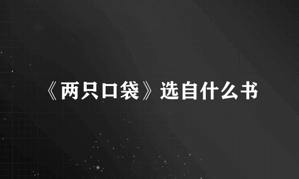 《两只口袋》选自什么书